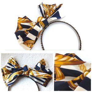 NEW HAND MADE JAPAN CHAIN PRINT BIG BOW HEADBAND